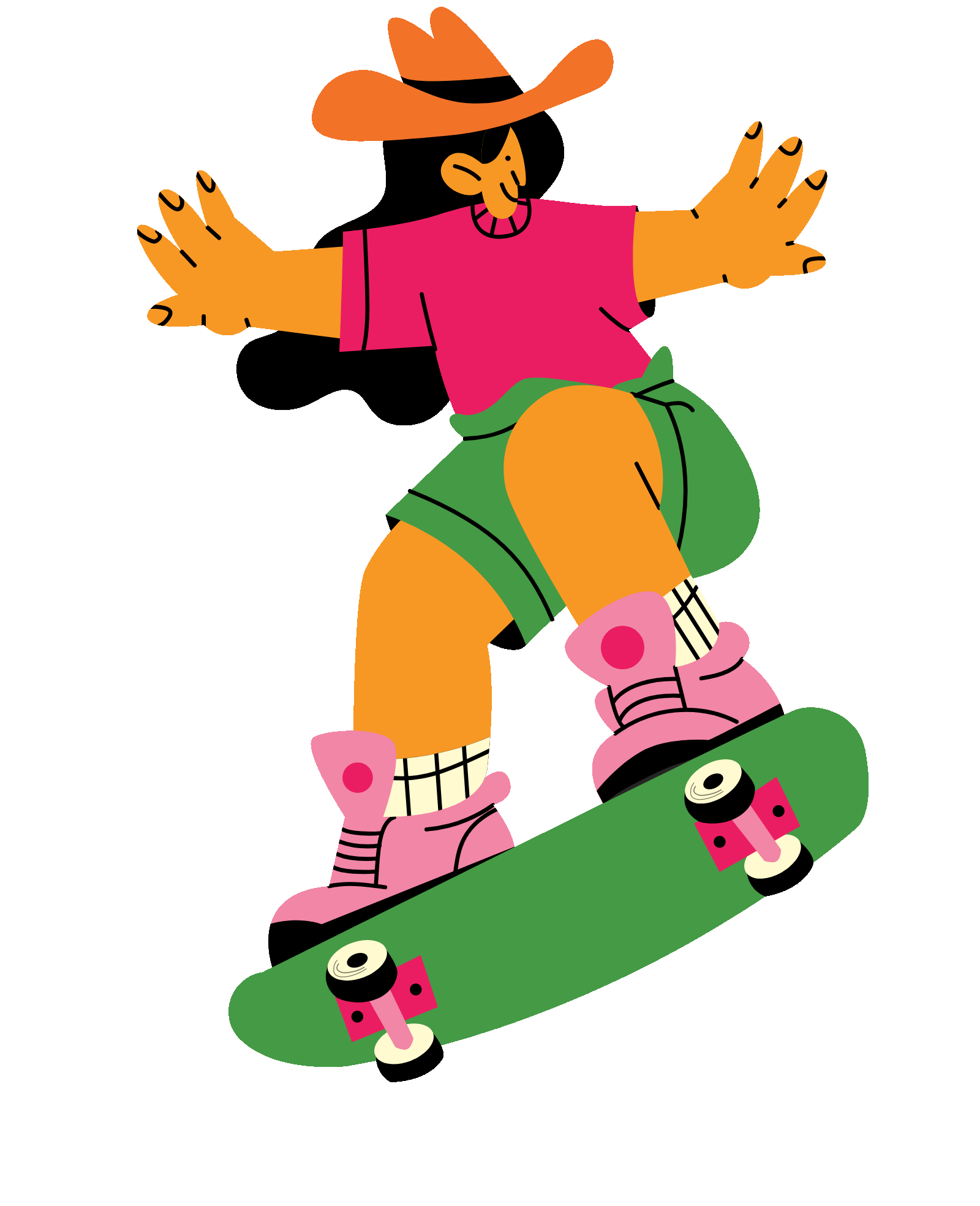 Animated girl on skateboard